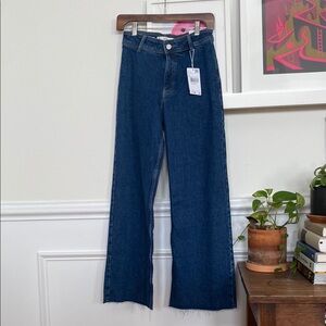 Mango Blue Flare Wide-Leg Jeans